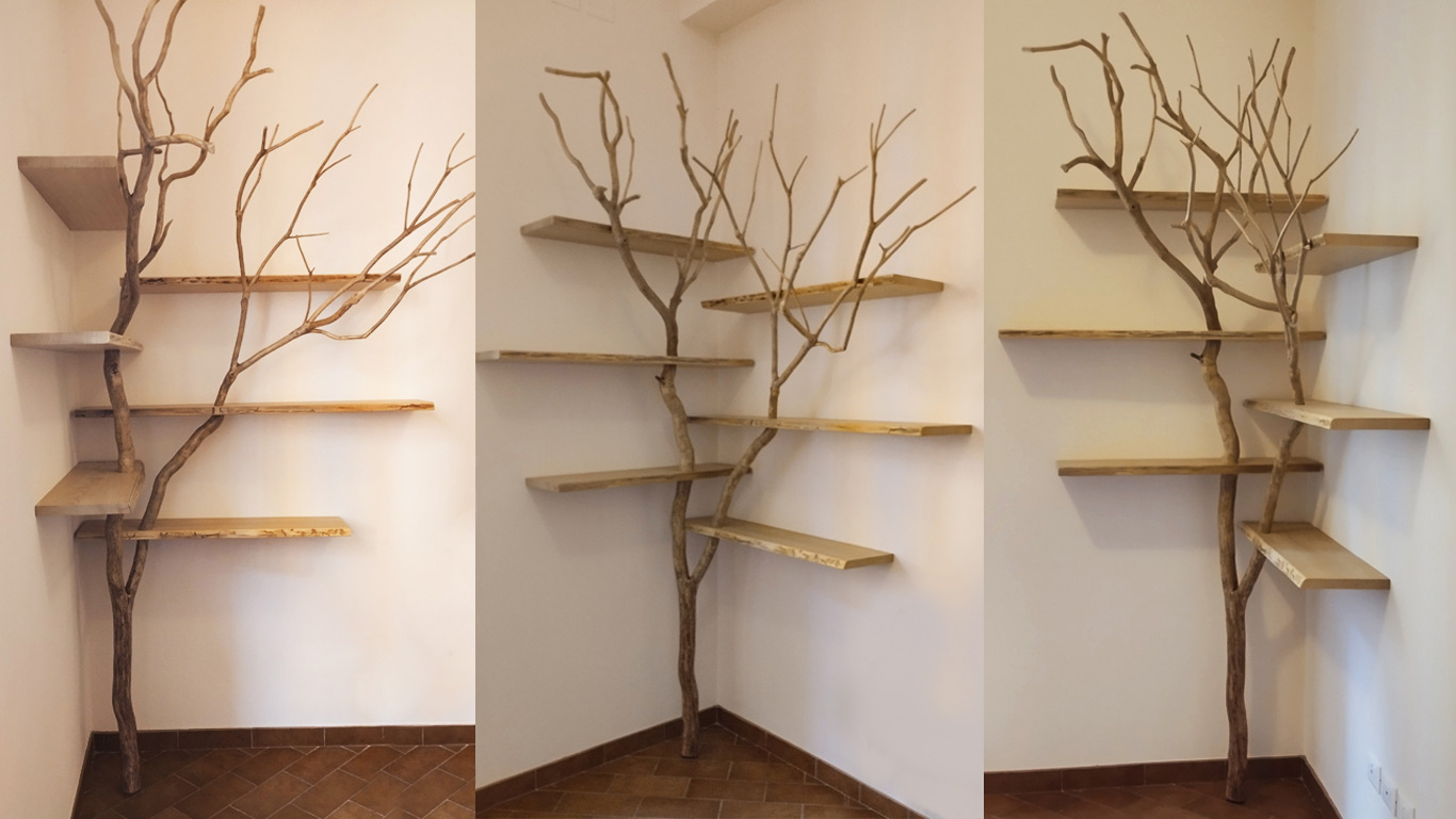 libreria albero a sei ripiani angolare