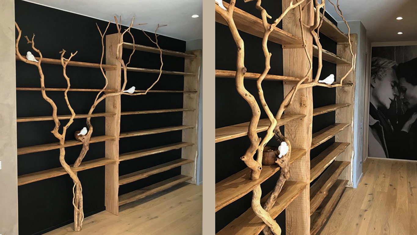 libreria albero a sei ripiani angolare